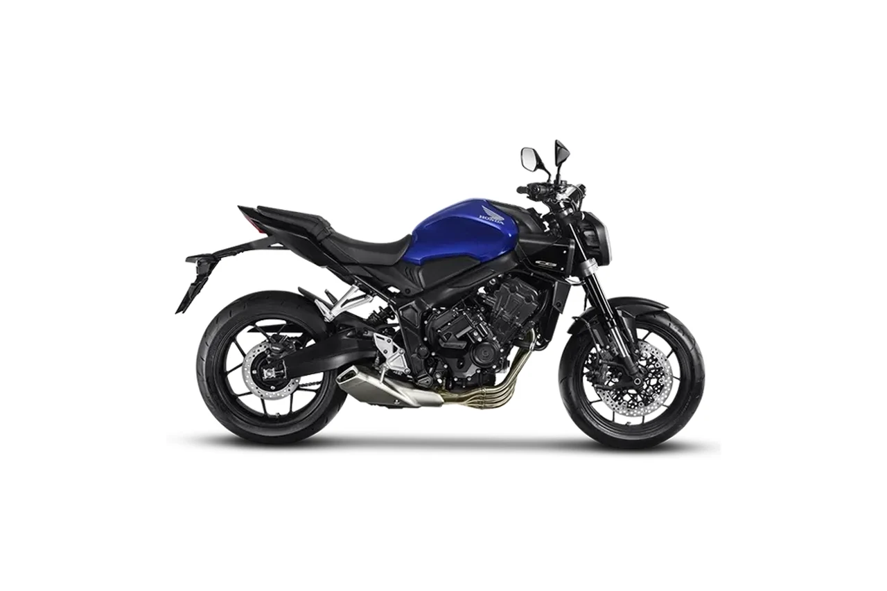 Honda CB 650R E-Clutch azul perolizada, naked vista de lado