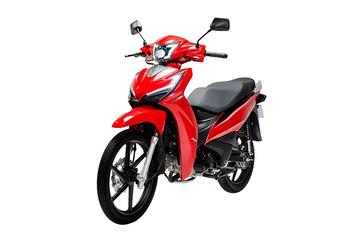 Shineray Rio 125 EFI vermelha, motoneta vista em três quartos de frente